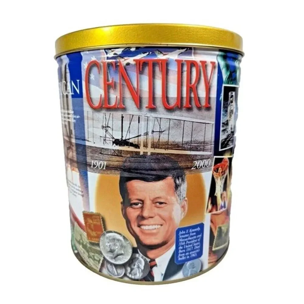 American Century Tin Advertising Trail's End 7.25-in Storage Can Eagle Gold Lid